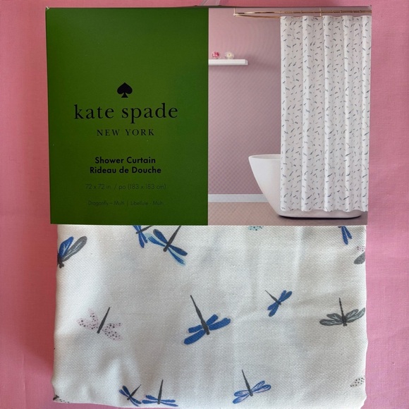 Kate Spade Dragonfly Shower Curtain Blue Purple White NWT - Picture 1 of 5